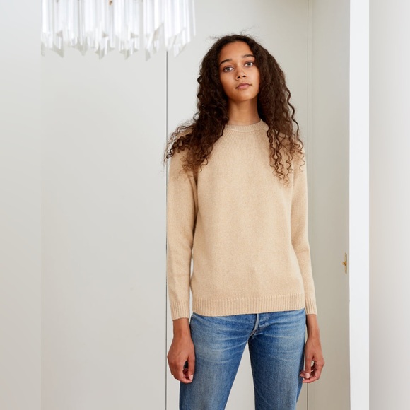 Beige Sweater Blended Wool Oversized Unisex - Picture 5 of 14